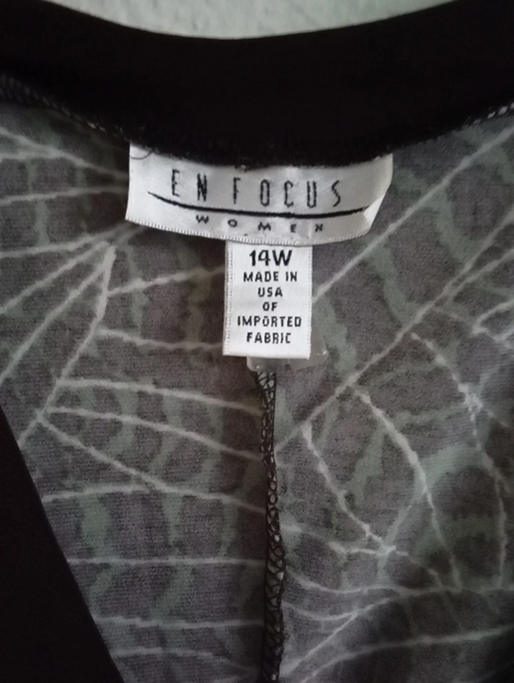 Enfocus Studio Black Dress with White Leaf Print